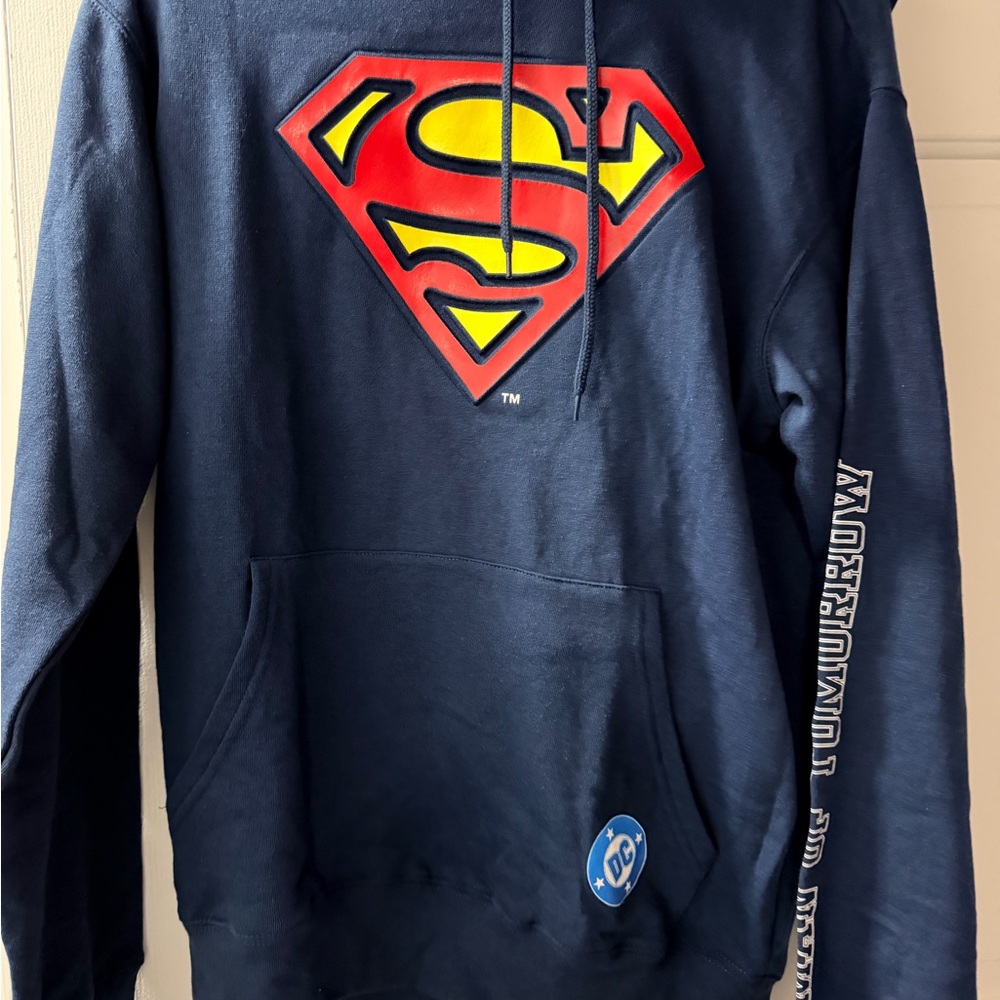 DC Comics Navy Hoodie with Red & Yellow Superman Crest